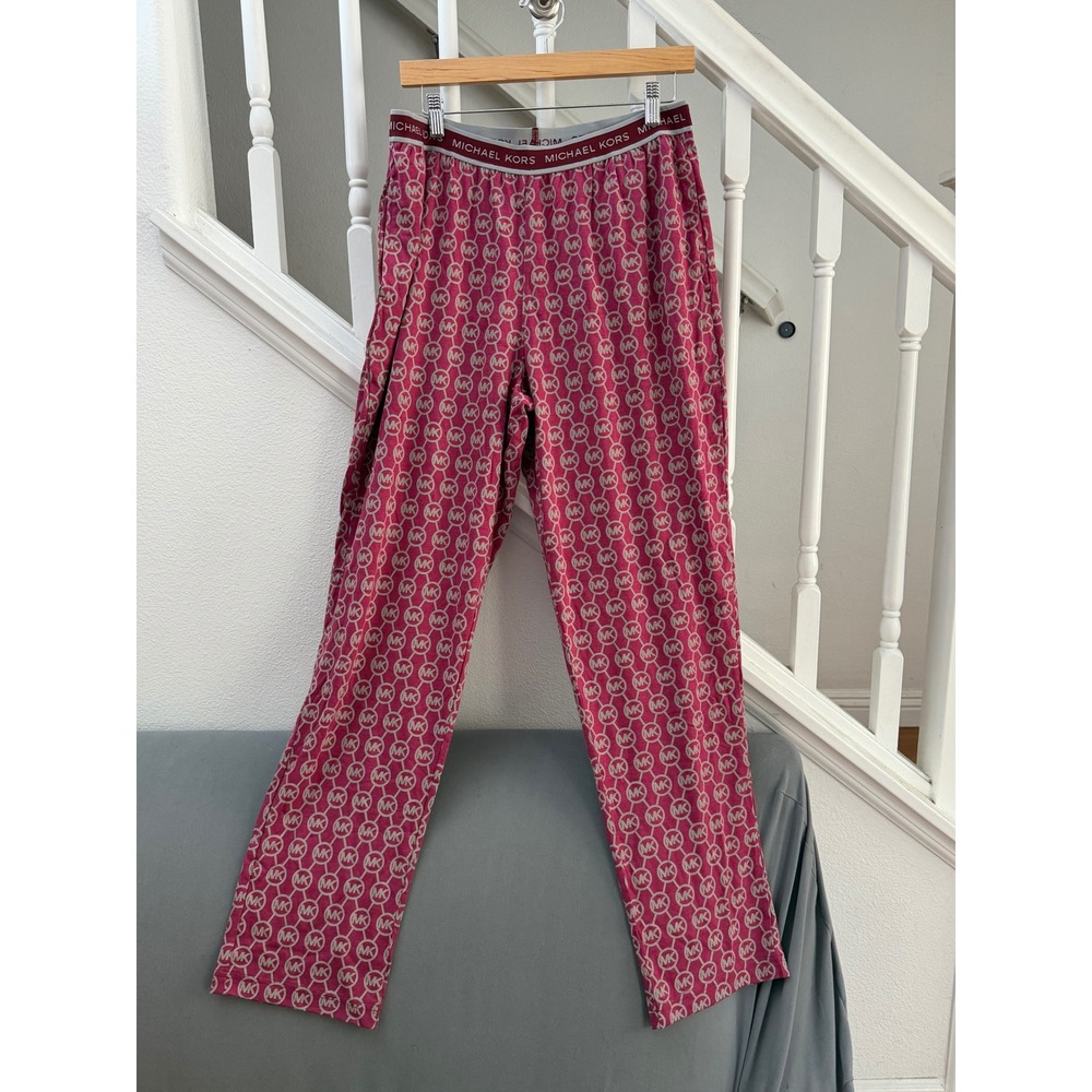 Michael Kors Mens Burgundy MK Monogram‎ Logo Lounge Pajama Pants Size Medium